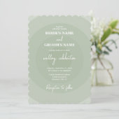 Sage Green Modern Monogram Weddenschap Kaart (Staand voorkant)
