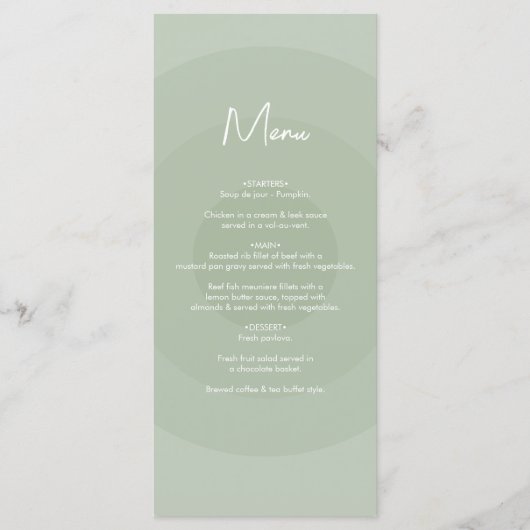 Sage Green Modern Monogram Weddenschap Menu (Voorkant)