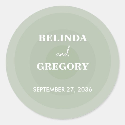 Sage Green Modern Monogram Weddenschap Ronde Sticker (Voorkant)