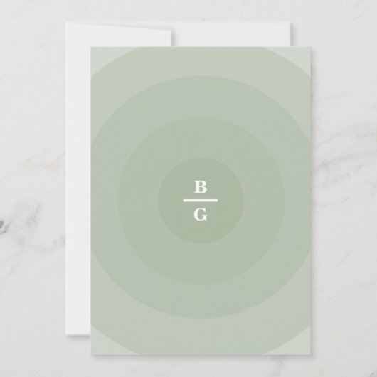 Sage Green Modern Monogram Weddenschap Save The Date (Achterkant)