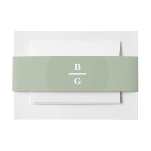 Sage Green Modern Monogram Weddenschap Uitnodigingen Wikkel