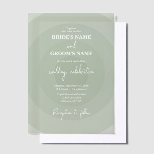 Sage Green Modern Monogram Weddenschap Vellum Uitnodigingen (Offset)