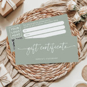Sage Green Modern Script | Cadeaubon