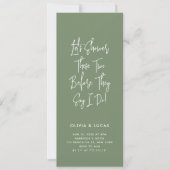 Sage Green Modern Script Couples Shower Invitation (Devant)