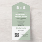 Sage Green Modern Simple QR Code Bold Elegant All In One Uitnodiging (Binnen)
