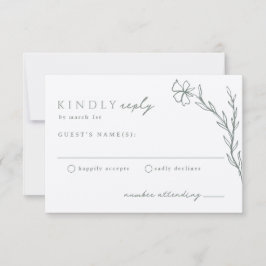 Sage Green Modern Stenciled Botanical Kraft Bruin RSVP Kaartje