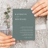 Sage Green Modern Typography All in One Wedding Kaart