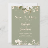 Sage Green Modern Waterverf Floral Wedding Save The Date (Voorkant)