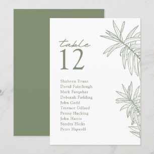 Sage Green Moderne Botanische Tafel Zitplaatsen Ka