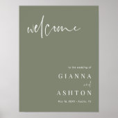 Sage Green Moderne Calligraphie Mariage Affiche de (Devant)