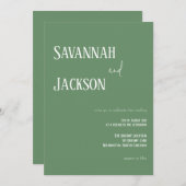 Sage Green Moderne Élégant Mariage Invitation (Devant / Derrière)