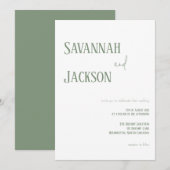 Sage Green Moderne Elegante Huwelijksuitnodiging Kaart (Voorkant / Achterkant)