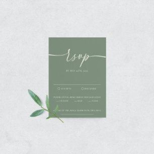 Sage Green Moderne Elegante Trouwen RSVP Kaart