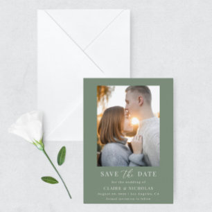Sage Green Moderne Elegante Trouwfoto Save The Date