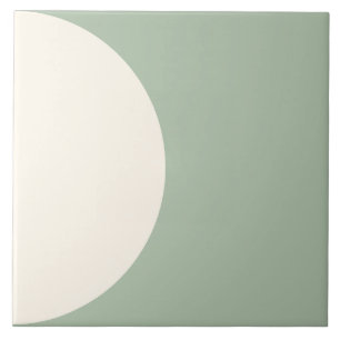 Sage Green Moderne Géométrique Semi cercle Carreau