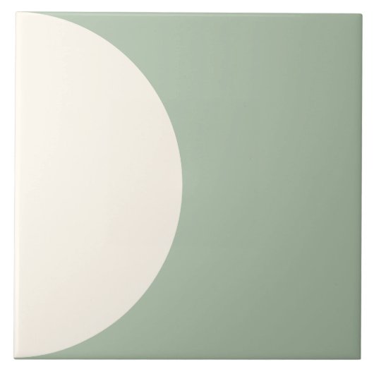 Sage Green Moderne Géométrique Semi cercle Carreau (Devant)