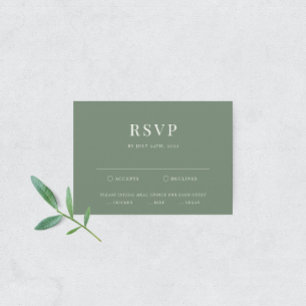Sage Green Moderne Mariage élégant Carte RSVP
