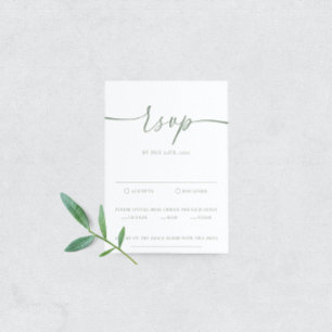 Sage Green Moderne Mariage élégant Carte RSVP