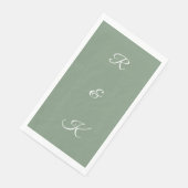 Sage Green Monogram Brieven Wit Elegant Huwelijk Servet (Hoek)