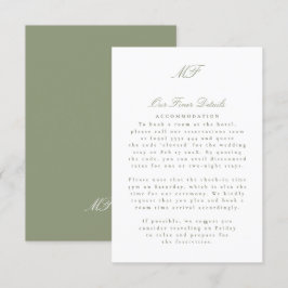 Sage Green Monogram Classic Wedding Details Info Informatiekaartje