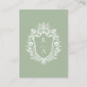 Sage Green Monogram Crest Receptie Details Informatiekaartje (Achterkant)