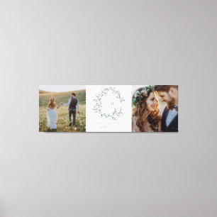 Sage Green Monogram Crest Wedding Keepsake Foto Canvas Afdruk