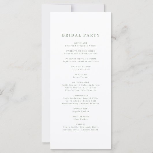 Sage Green Monogram Crest Wedding Programme (Dos)