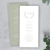 Sage Green Monogram Crest Wedding Programme