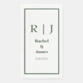 Sage Green Monogram Eenvoudig Minimaal Elegant Tro Servet (Voorkant)