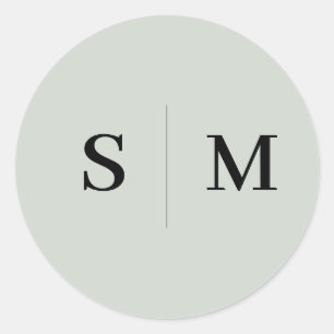 Sage Green Monogram Elegante bruiloft Ronde Sticker