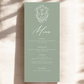 Sage Green Monogram Elegante Trouwreceptie Menu