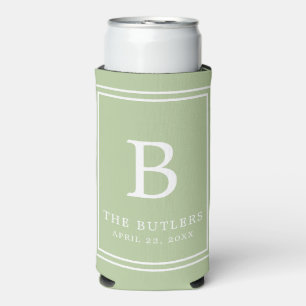 Sage Green Monogram Huwelijk Seltzer Koelbox