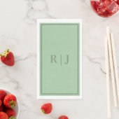Sage Green Monogram Initialen Letter Script Weddin Servet (Insitu)