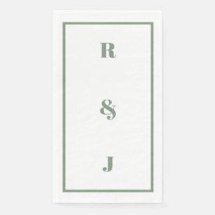 Sage Green Monogram Initialen Letter Trendy Weddin Servet