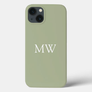 Sage Green Monogram Initialen Trendy Boho iPhone 13 Hoesje