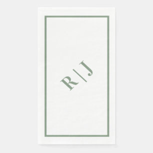 Sage Green Monogram Initialen White Script Wedding Servet