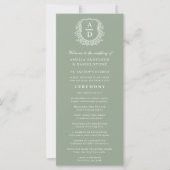 Sage Green Monogram Kreeft Trouwprogramma (Voorkant)