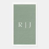 Sage Green Monogram Letters Verloving Trouwen Servet (Voorkant)