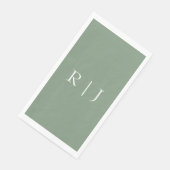 Sage Green Monogram Letters Verloving Trouwen Servet (Hoek)