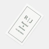 Sage Green Monogram Minimale Elegante Moderne Huwe Servet (Hoek)