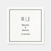 Sage Green Monogram Minimale Elegante Moderne Huwe Servet (Voorkant)