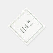 Sage Green Monogram Minimale Elegante Moderne Huwe Servet (Hoek)