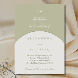 Sage Green Monogram Minimalistische Japanse bruilo Kaart