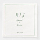 Sage Green Monogram Naam Elegant Script Wedding Servet (Voorkant)