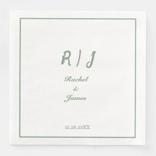 Sage Green Monogram Naam Elegant Script Wedding Servet