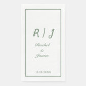 Sage Green Monogram Naam Elegant Script Wedding Servet (Voorkant)
