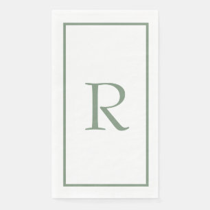 Sage Green Monogram Naam Huwelijk Vrijgezellenfees Servet