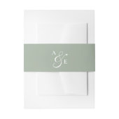 Sage Green Monogram Script Ampersand Uitnodigingen Wikkel (Voorkant Voorbeeld)