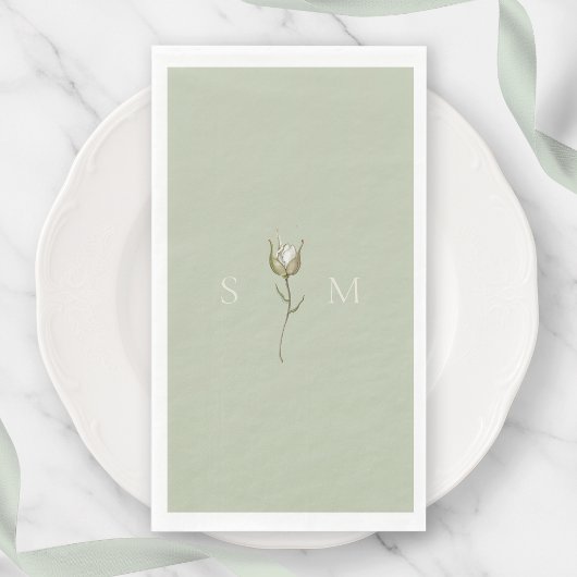 Sage Green Monogram Servet