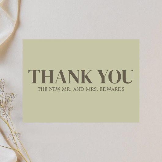 Sage Green Monogram Wedding Bedankkaart